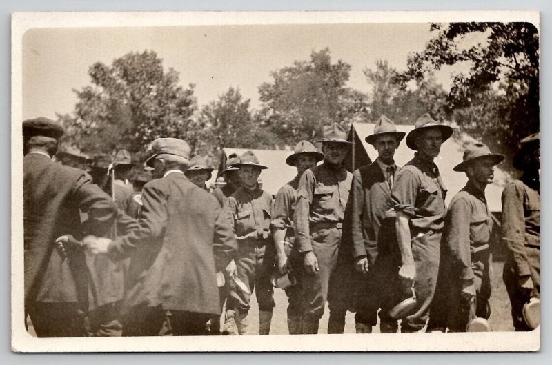 RPPC Attractive US Army Soldiers In Chow Line Real Photo Postcard T22