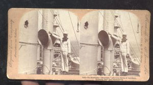 REAL PHOTO USS BROKLYN US NAVY BATTLE OF SANTIAGO CUBA STEREOVIEW CARD