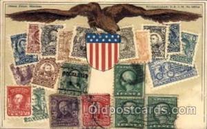 Stamps on United States Unused postal used on front, real stamps placed on fr...