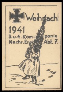 3rd Reich Germany 1941 Weihnacht Christmas Card Cover UNUSED 100627