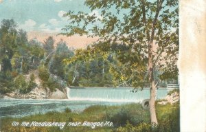 Bangor Maine On the Kenduskeag, Waterfall Undivided Back Postcard Used