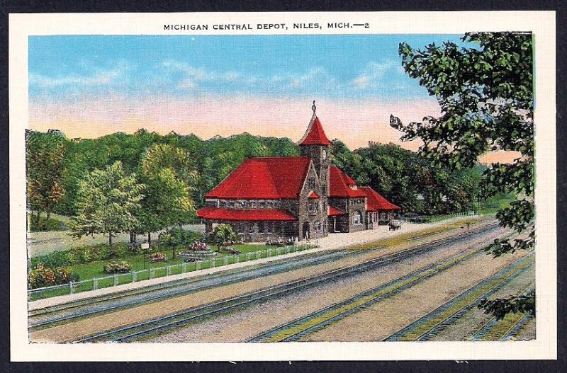 Michigan Central Depot Niles MI unused c1930's