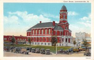 Lawrenceville Illinois Court House Street View Antique Postcard K43766