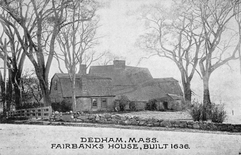 Dedham Massachusetts Fairbanks House Exterior View Antique Postcard J56320