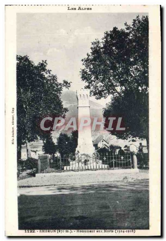 Postcard Old Embrun War Memorial