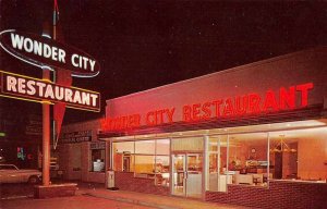 West Memphis Arkansas night scene Wonder City Restaurant vintage pc ZD549901