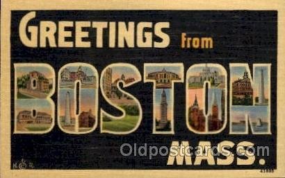 Boston, Massachusetts Large Letter Town Unused 