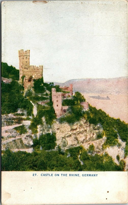 Vtg Castle on the Rhine River Germany Postcard