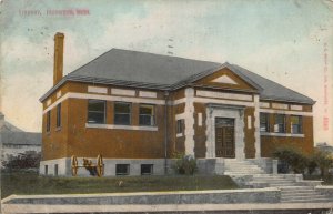 IRONWOOD MICHIGAN~LIBRARY 1910 PSTMK POSTCARD