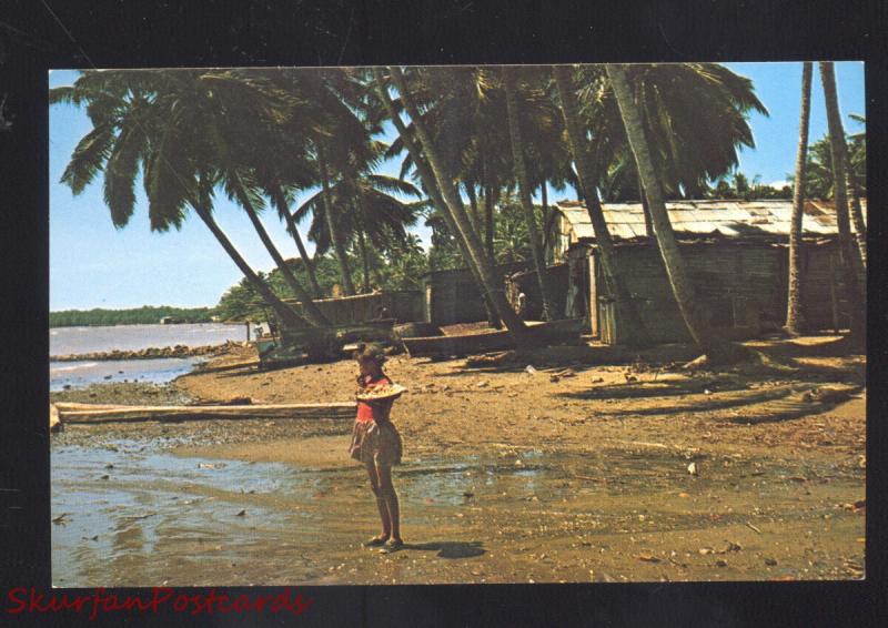 SANCHEZ R.D. DOMINICAN REPUBLIC PLAYA DE SANCHEZ PRETTY GIRL VINTAGE POSTCARD