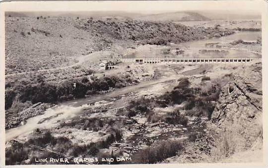 Oregon Klamath Falls Link River Rapids & Dam Real Photo RPPC