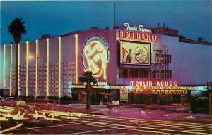 1950s Hollywood California Night Neon Moulin Rouge autos Teich postcard 25-3731