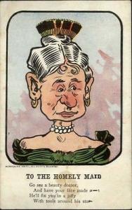 Vinegar Valentine - The Homely Maid - Poem c1905 Postcard