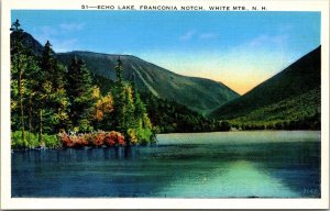 White Mountains New Hampshire Franconia Notch Echo Lake Scenic WB Postcard 