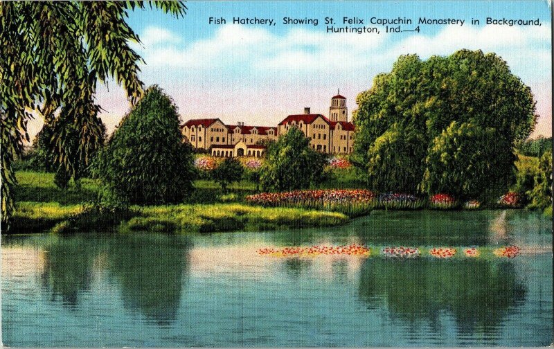 Fish Hatchery St. Felix Capuchin Monastery Huntington Indiana Vintage Postard 