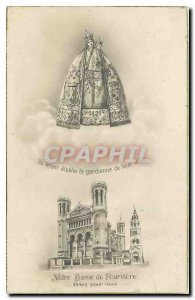 Old Postcard Notre Dame de Fourviere Lyon Pray for us