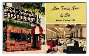 WASHINGTON, D.C. ~ Roadside DUKE ZEIBERT'S RESTAURANT  c1940s Linen Postcard