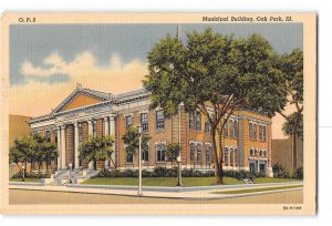 Oak Park Illinois IL Postcard 1948 Municipal Building