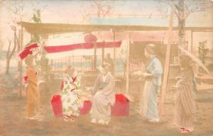 Japan Native Women Kimono Market Tinted Real Photo Antique Postcard K61647