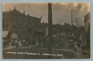 CARSON CITY MI DIVISION STREET ANTIQUE REAL PHOTO POSTCARD RPPC