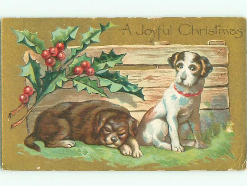 Pre-Linen Christmas PAIR OF NICE DOGS BY DEFENSE AB5309