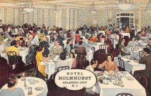 Atlantic City New Jersey Hotel Holmhurst Dining Room Vintage Postcard AA40843