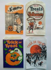 Halloween Candy Trick Or Treat Bags Moustache Boy Humanized Cowboy Goblin Lot 4