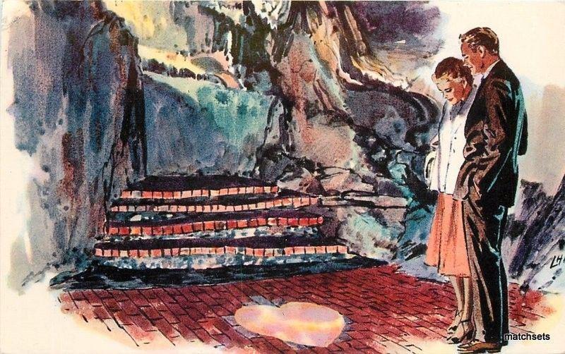 1950s Bridal Altar Howe Caverns New York artist impression postcard 4321