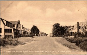 Massachusetts Road, Point O'Woods Beach South Lyme CT c1950 Vintage Postcard V37