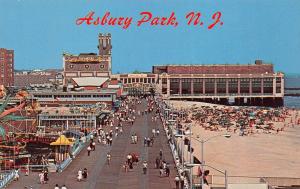 Asbury Park New Jersey 1960s Postcard Boardwalk looking north Convention Hall 