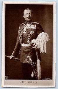 Germany Postcard Kaiser Wilhelm II in Uniform and with Sword c1940's RPPC Photo