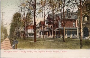 Wellington Street London Ontario ON ONT c1910 2c Cancel Postcard H47