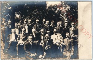 c1907-1909 Classy Group Gentlemen RPPC Fancy Dapper Suits Men Photo Outdoor A155