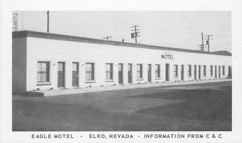 Postcard Nevada Elko Eagle Motel roadside National Press 23-1045