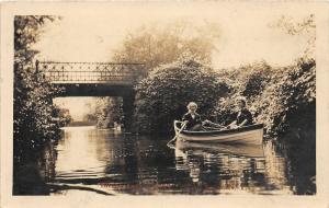 F16/ Perry New York RPPC Postcard 1913 Canoe Women Bridge River