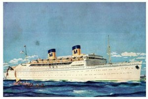 Matson Lines SS Lurline luxury travel between LA and Honolulu Hawaii Postcard