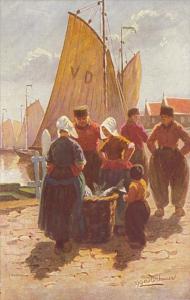 Netherlands Volendam Natives Looking At Days Catch