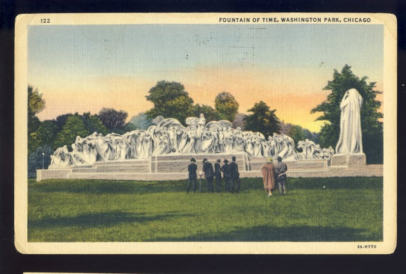 Chicago, Illinois/IL Postcard, Fountain Of Time, Washington Park, 1940!
