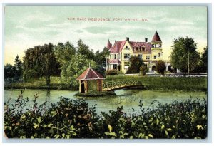 c1910 Scenic View Bass Residence Fort Wayne Indiana IN Unposted Vintage Postcard