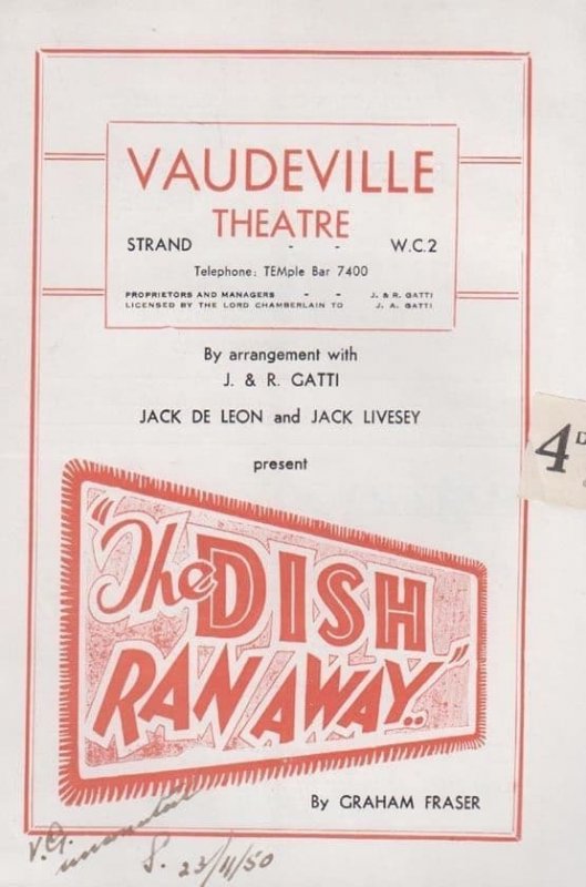 The Dish Ran Away Comedy Vaudeville London Theatre Programme & Flyer
