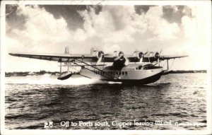 Clipper Ship Pan Am Airplane Seaplane Miami FL Florida 1941 Real Photo Postcard 