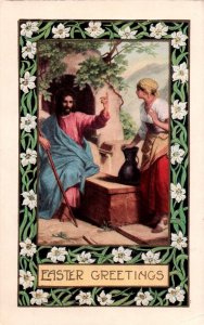 Easter Greetings - Religious - Jesus and Woman - Embossed - c1908 - Whitney Made