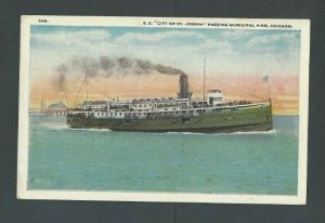 Ca 1908 Post Card SS City Of Joseph MI By Goodrich Transit Co