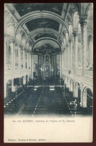 h2595-QUEBEC CITY Postcard 1910s St.Sauveur Church Interior by Pruneau & Kirouac