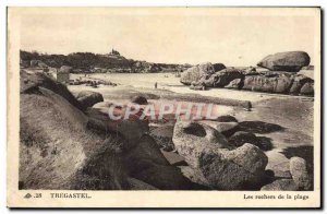 Old Postcard Tregastel Rocks Beach