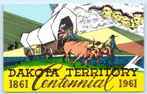 SOUTH DAKOTA ~ Poster Style COVERED WAGON ~ DAKOTA CENTENNIAL 1961 Postcard