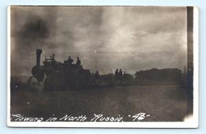 Postcard Russian USSR Plowing in North Russia Farming RPPC Real Photo  K11