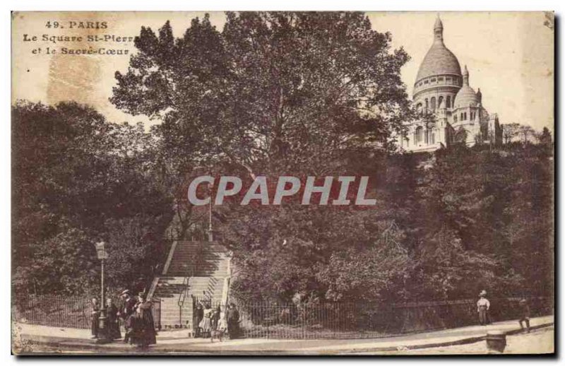 Old Postcard The Paris Square St PlERRE And The Sacre Coeur Montmartre