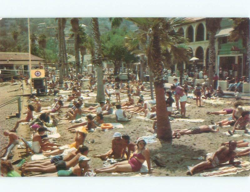 Pre-1980 CROWDED BEACH SCENE Catalina California CA d8051