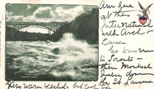 Whirlpool Rapids Niagara Falls Bridge Attraction Big Waves New York Postcard